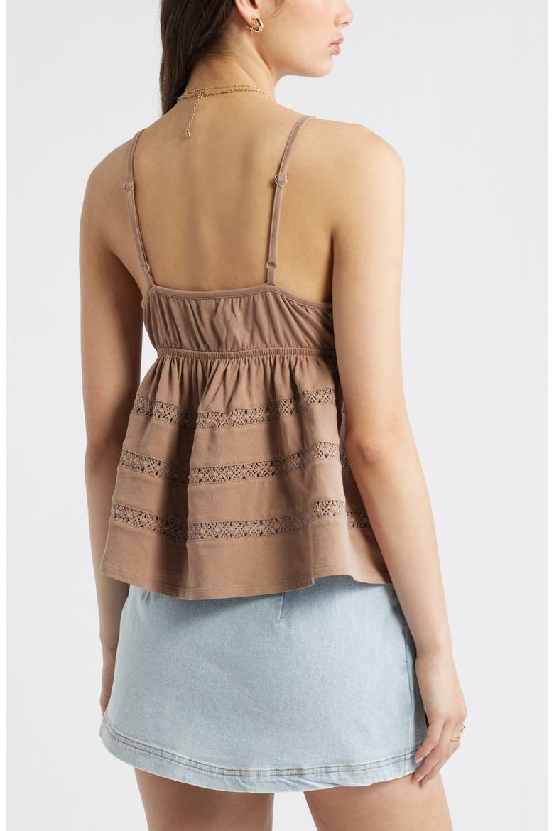 Inset Lace Babydoll Cami, Alternate, color, BROWN FRESCO
