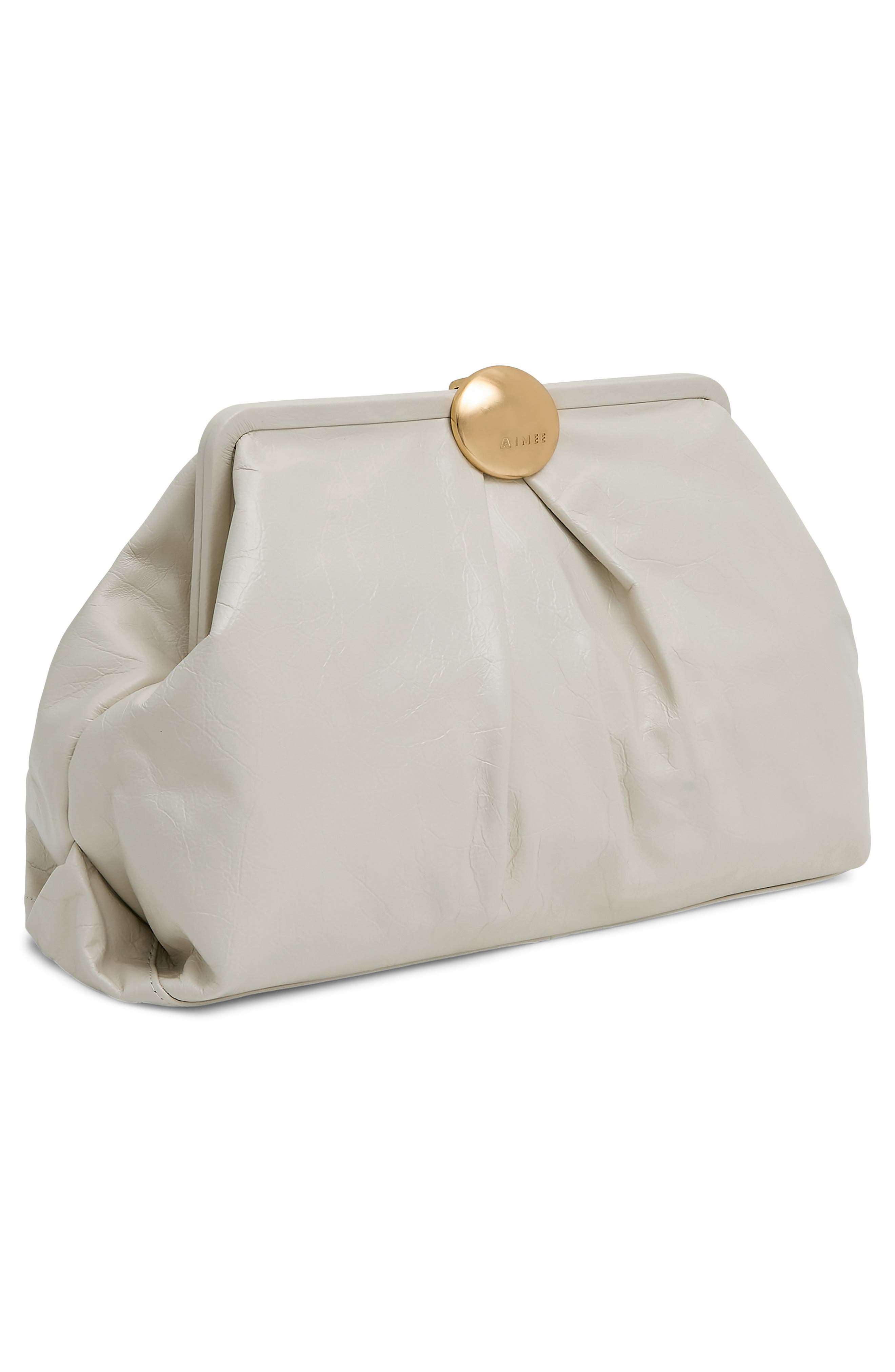 AIMEE Extra Large Full Circle Frame Clutch, Alternate, color, Chalk Crinkle