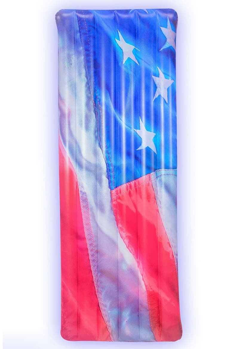 Stars & Stripes 74" LED Pool Raft, Main, color, RED