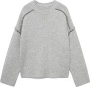 MANGO TEEN Stitch Shoulder Crewneck Sweater