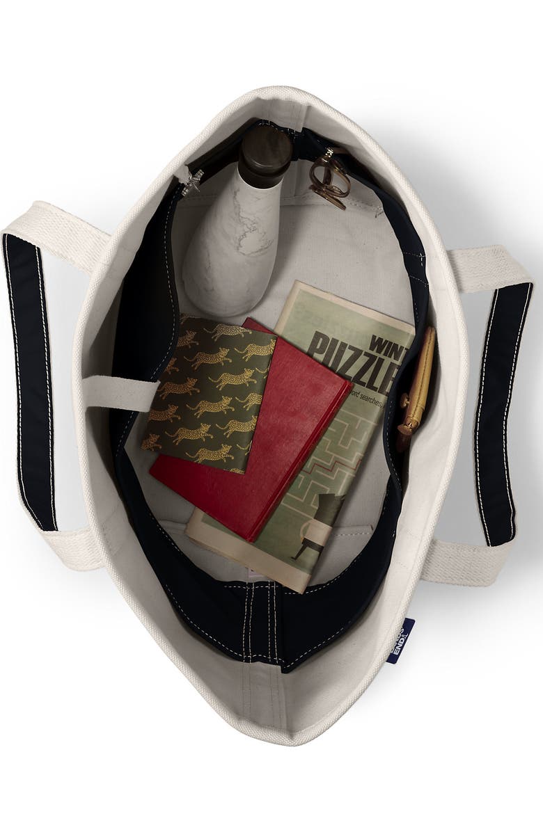 Lands' End Open Top Canvas Tote Bag, Alternate, color, Natural/Black
