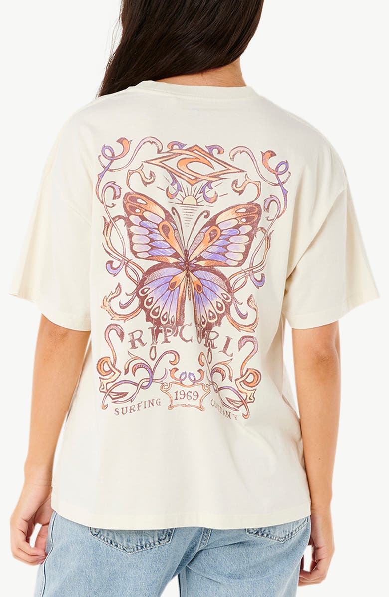 Rip Curl Butterfly Heritage Oversize Cotton Graphic T-Shirt, Alternate, color, Bone