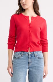 BP. Crewneck Cotton Blend Cardigan