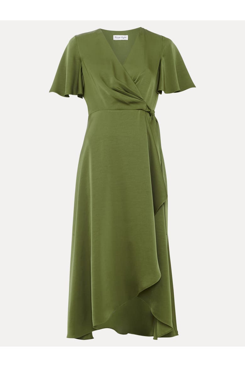 Julissa V-Neck Satin Dress, Alternate, color, Green
