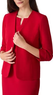 KASPER Cardigan-Style Stretch Crepe Blazer