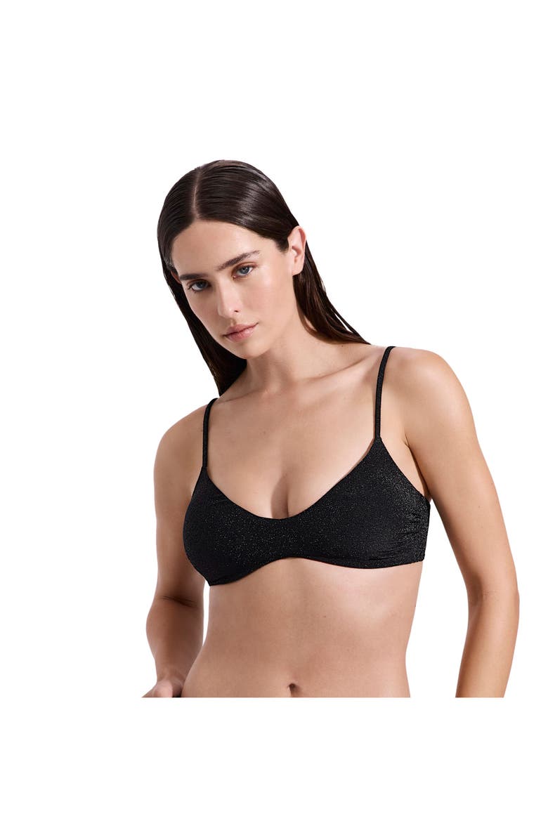 Luma Gottex Luna Textured Shimmer Scoop Neck Bikini Top, Main, color, Black