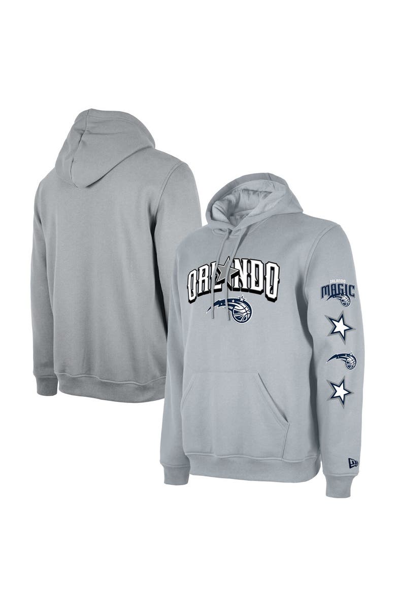 New Era Men's New Era Gray Orlando Magic Tall 2023/24 City Edition Jersey Pullover Hoodie, Main, color, 