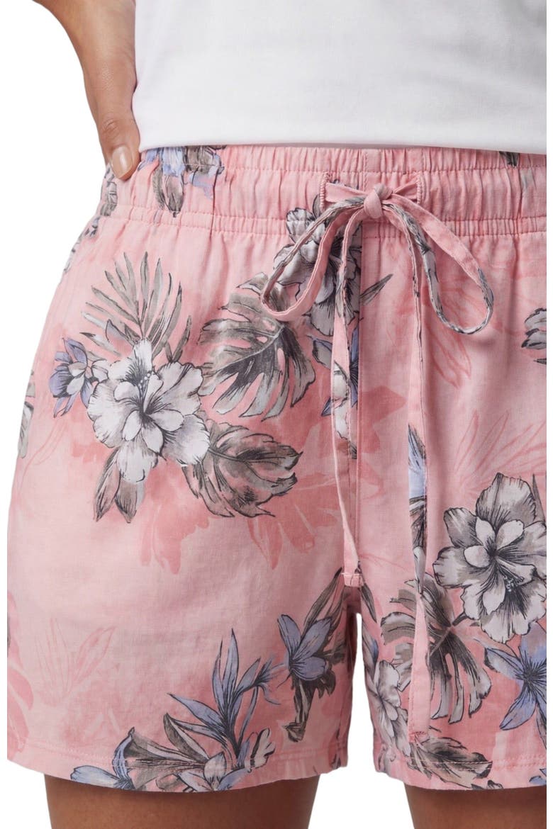 Leanne Womens Drawstring Short, Alternate, color, EXOTIC FLORAL CORAL