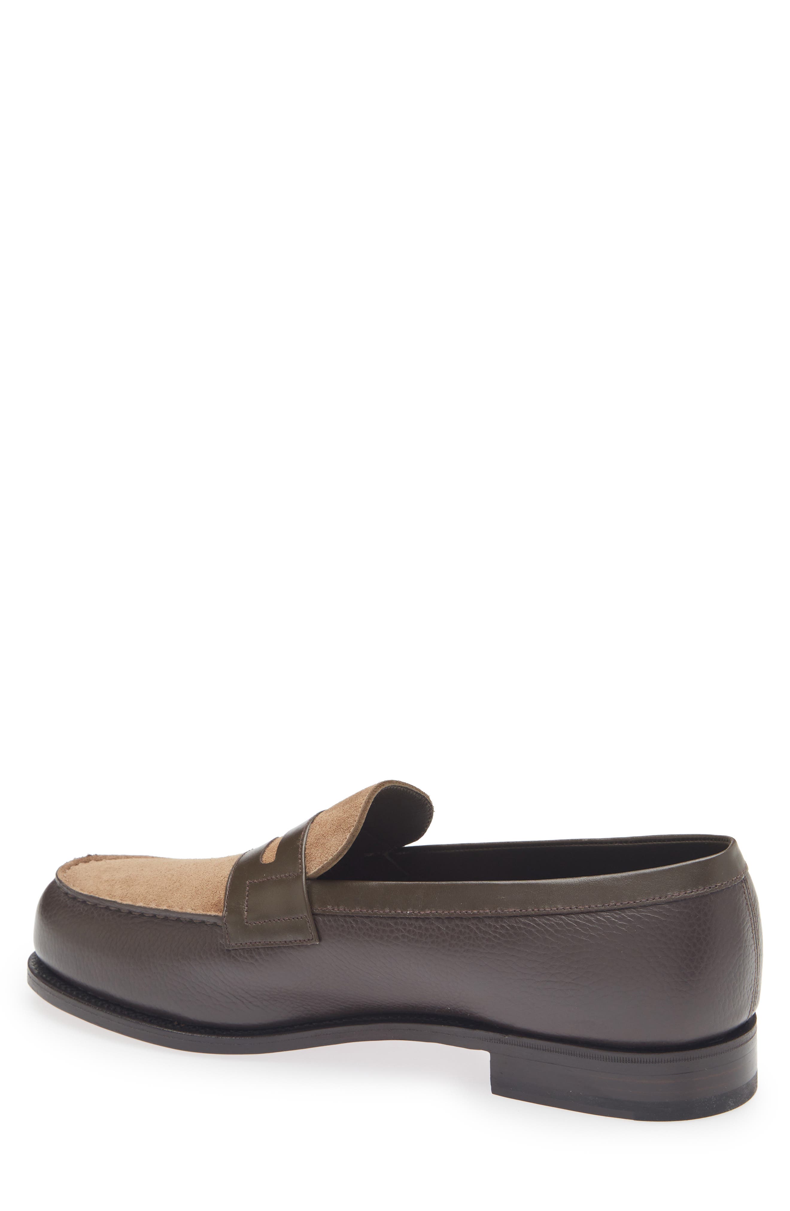 JM WESTON 180 Colorblock Penny Loafer, Alternate, color, Dark Brown/ Brown Suede
