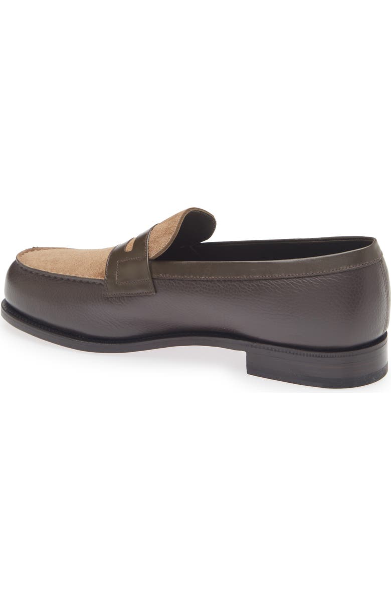 JM WESTON 180 Colorblock Penny Loafer, Alternate, color, Dark Brown/ Brown Suede