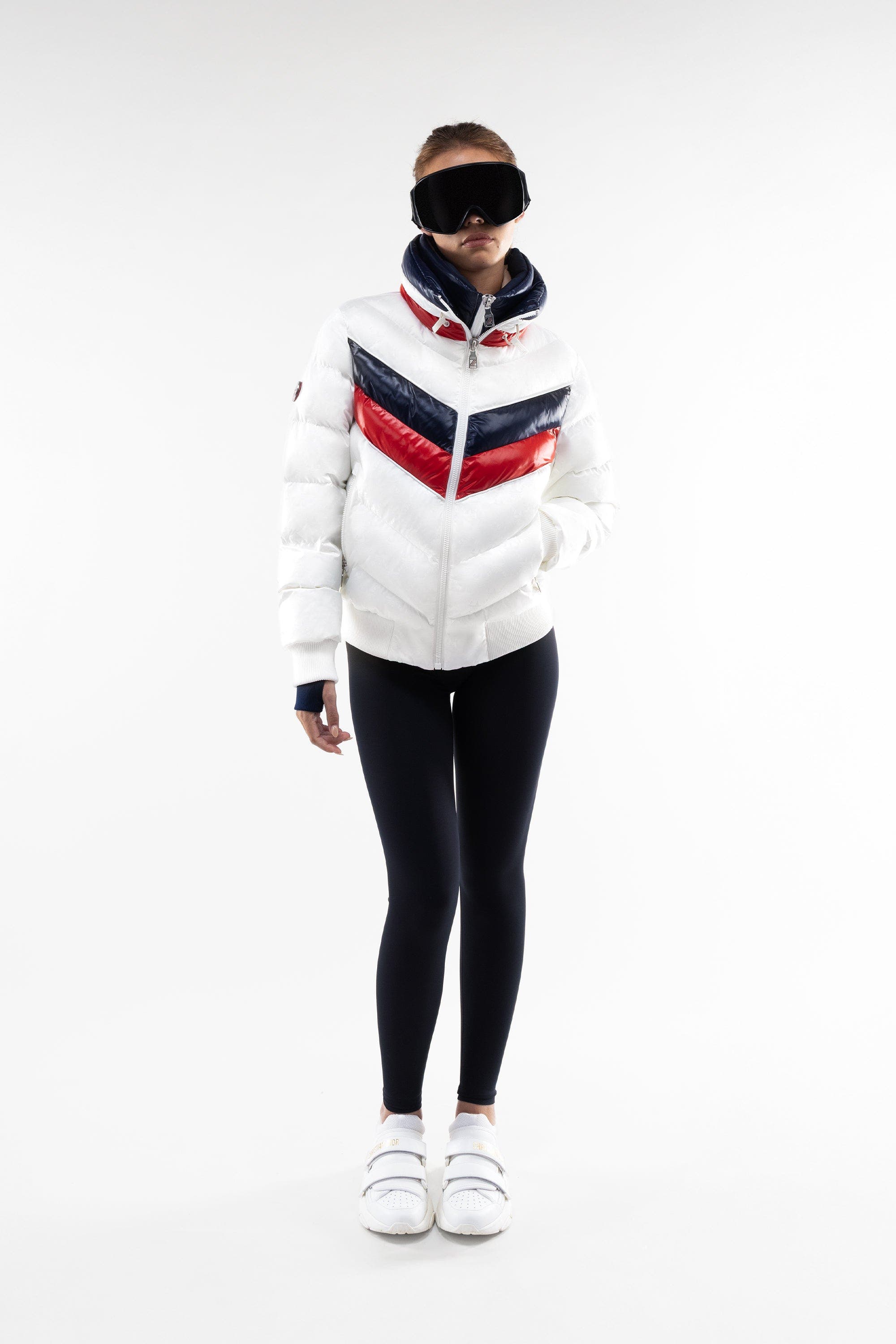Malibu Ski Club Monogram Racer Jacket in White 