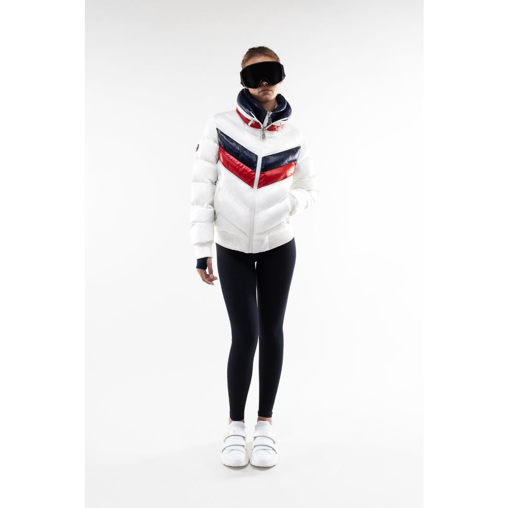 Malibu Ski Club Monogram Racer Jacket In White