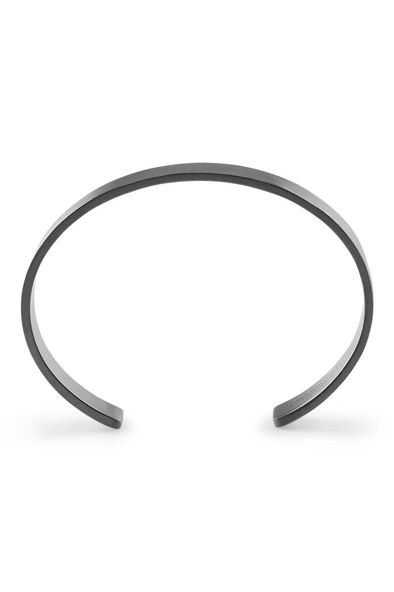 Men's 33G Brushed Sterling Silver Ribbon Cuff Bracelet, Alternate, color, BLACK SILVER