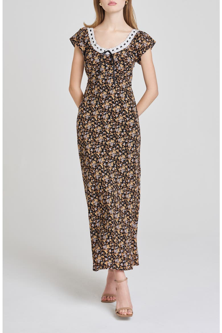 Margerie Maxi Sundress, Main, color, BLACK DITSY