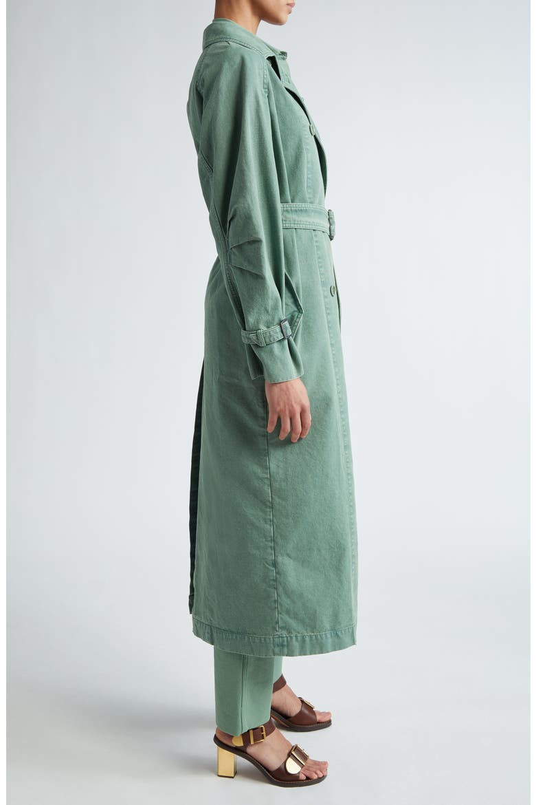 Corfu Cotton Canvas Belted Trench Coat, Alternate, color, SAGE GREEN