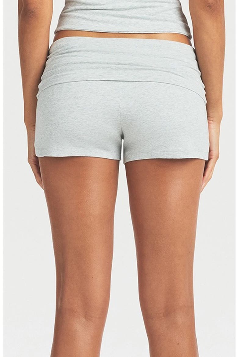 Stretch Cotton Jersey Foldover Shorts, Alternate, color, LIGHT HEATHER GREY
