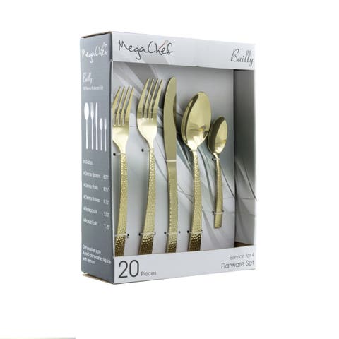 Baily 20 Piece Flatware Utensil Set, Stainless Steel Silverware Metal Service for 4