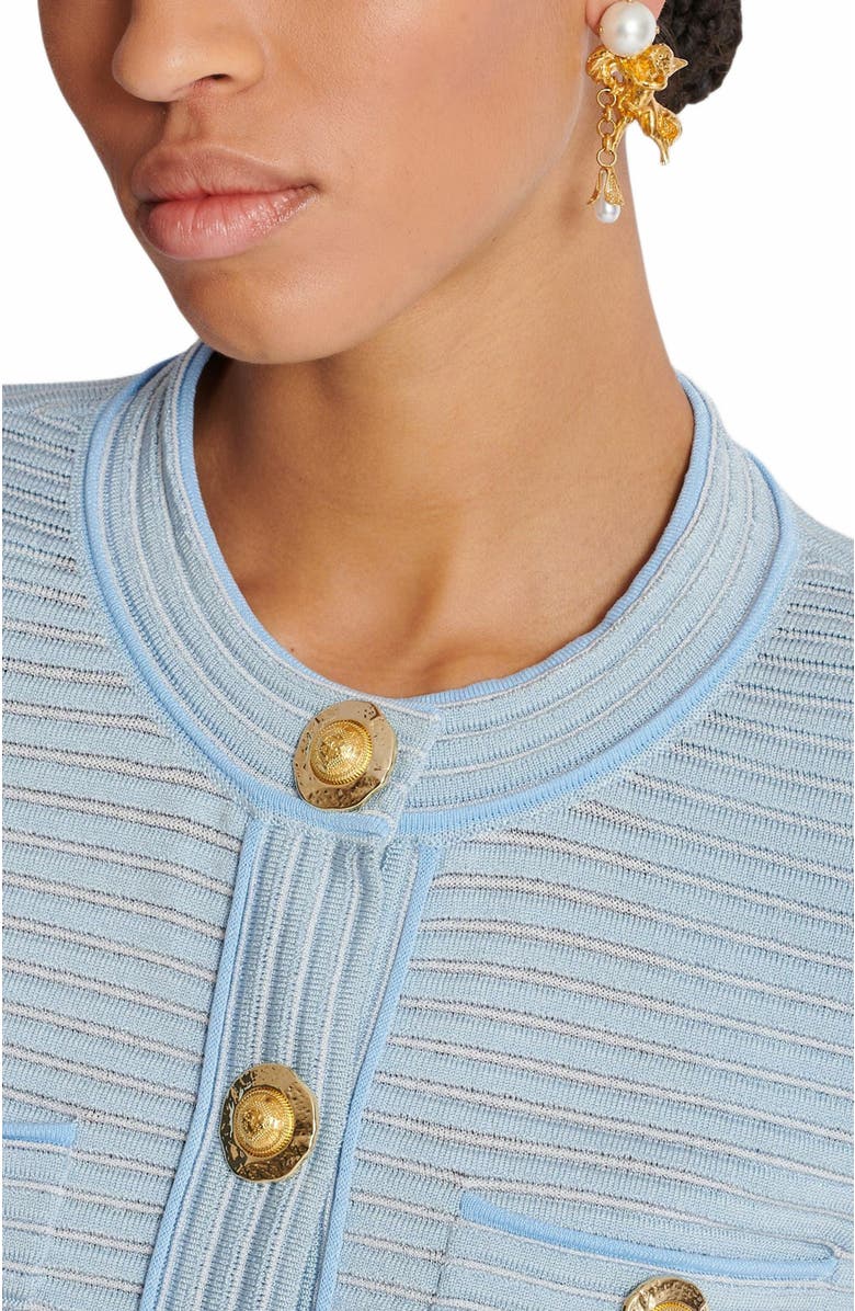 Balmain Anges Baroque Brass Earrings, Alternate, color,