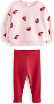 NEXT Kids' Ladybug Print Sweatshirt & Rib Leggings Set