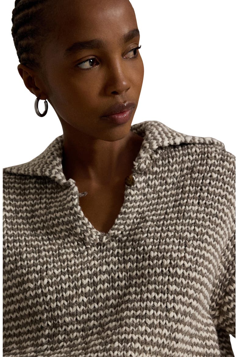 Striped Cotton & Wool Blend Sweater, Alternate, color, STONE GREY/ CREAM STRIPE