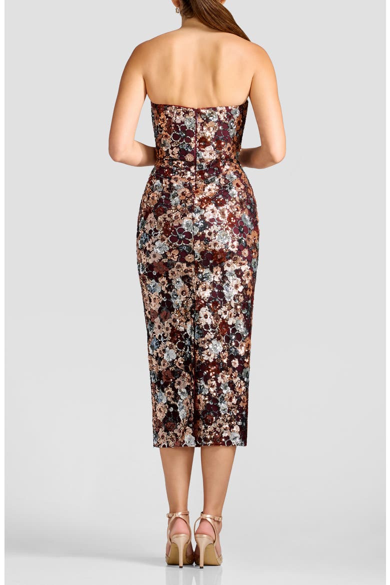 Vada Floral Sequin Strapless Midi Dress, Alternate, color, BURGUNDY MULTI