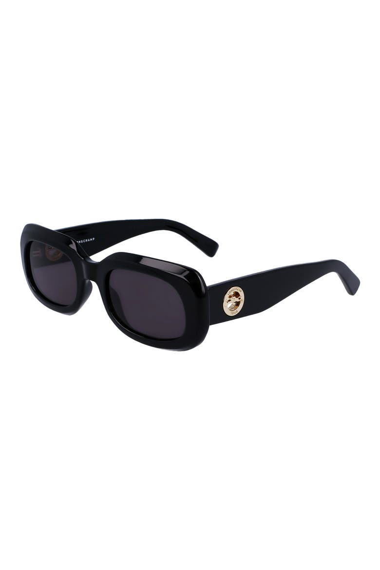 Medallion 52mm Rectangular Sunglasses, Alternate, color, BLACK