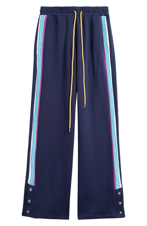 Diet Starts Monday Open Stitch Side Stripe Drawstring Pants In Blue
