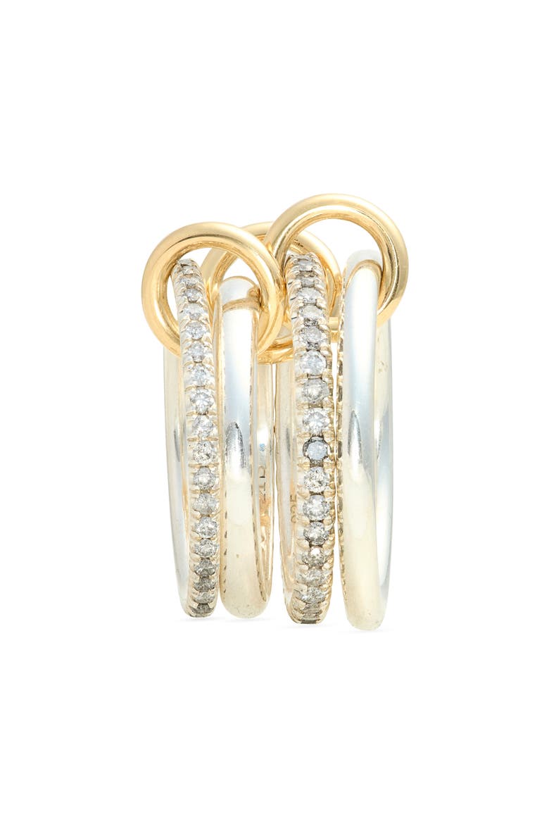 Polaris Sterling Silver & 18K Gold Diamond Stack Ring (Nordstrom Exclusive), Alternate, color, SILVER