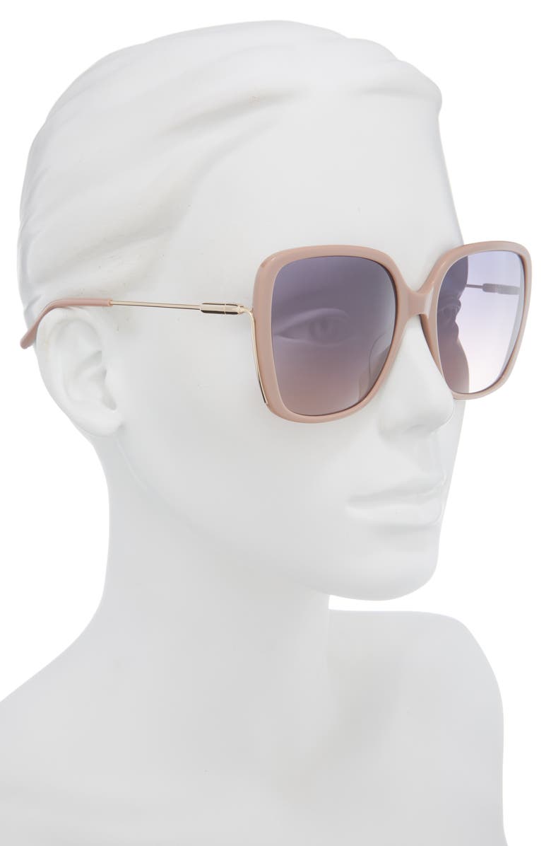 Chloé 57mm Square Sunglasses, Alternate, color, Nude Gold Blue