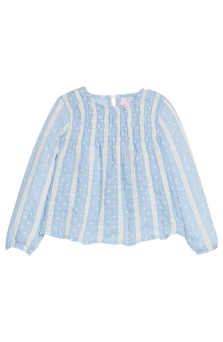 BISBY Kids' Ruched Anita Top, Main, color, Sky Dobby Stripe