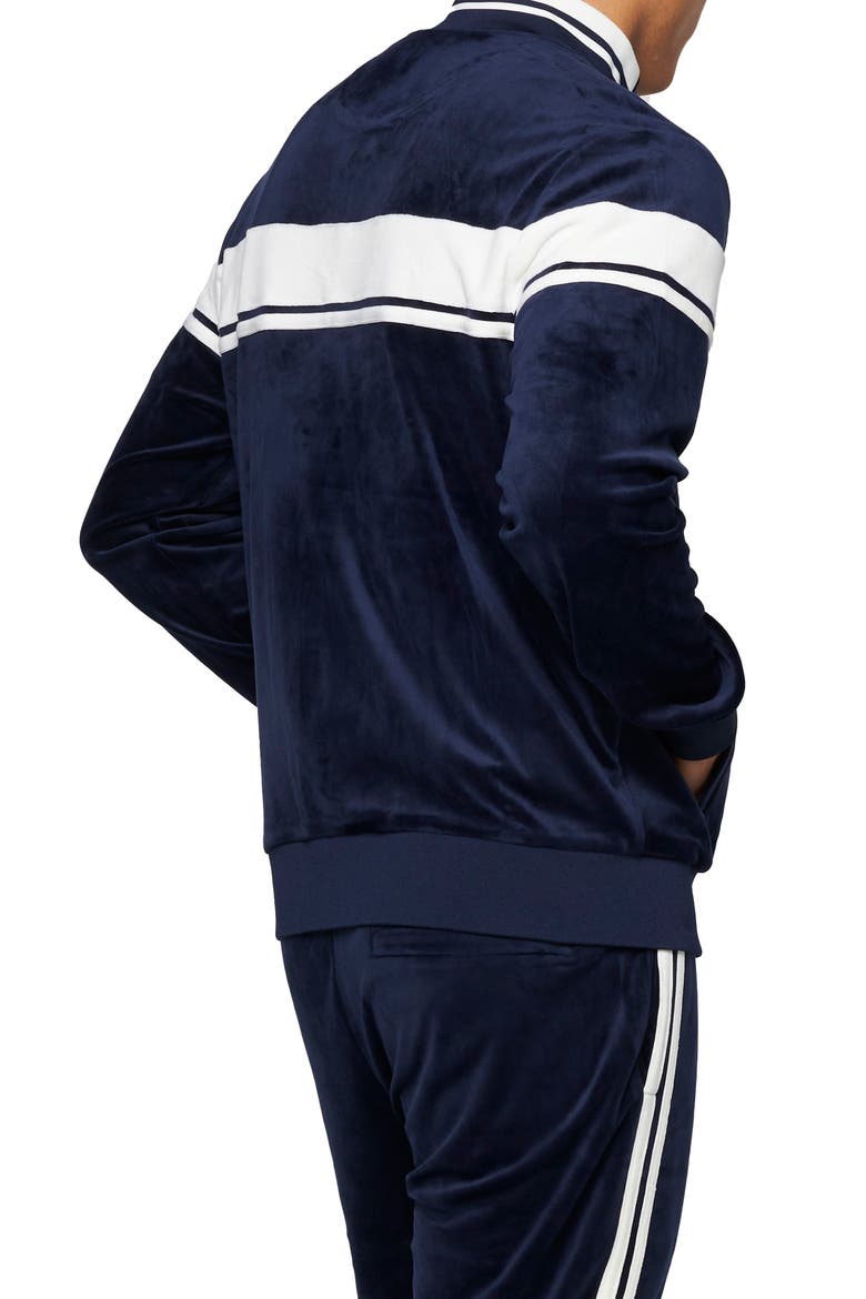 Damarindo Stretch Velour Track Jacket, Alternate, color, MARITIME BLUE