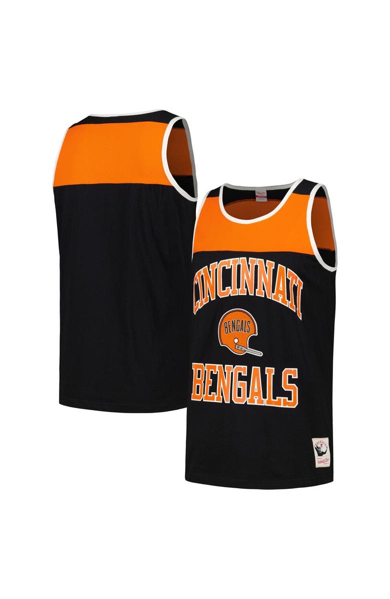 Mitchell & Ness Men's Mitchell & Ness Black/Orange Cincinnati Bengals  Heritage Colorblock Tank Top, Alternate, color, Black