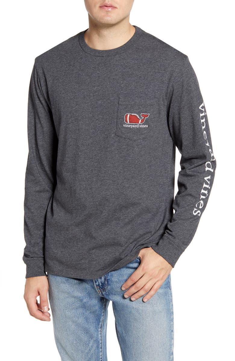 vineyard vines Textured Football Long Sleeve Pocket T-Shirt, Main, color,