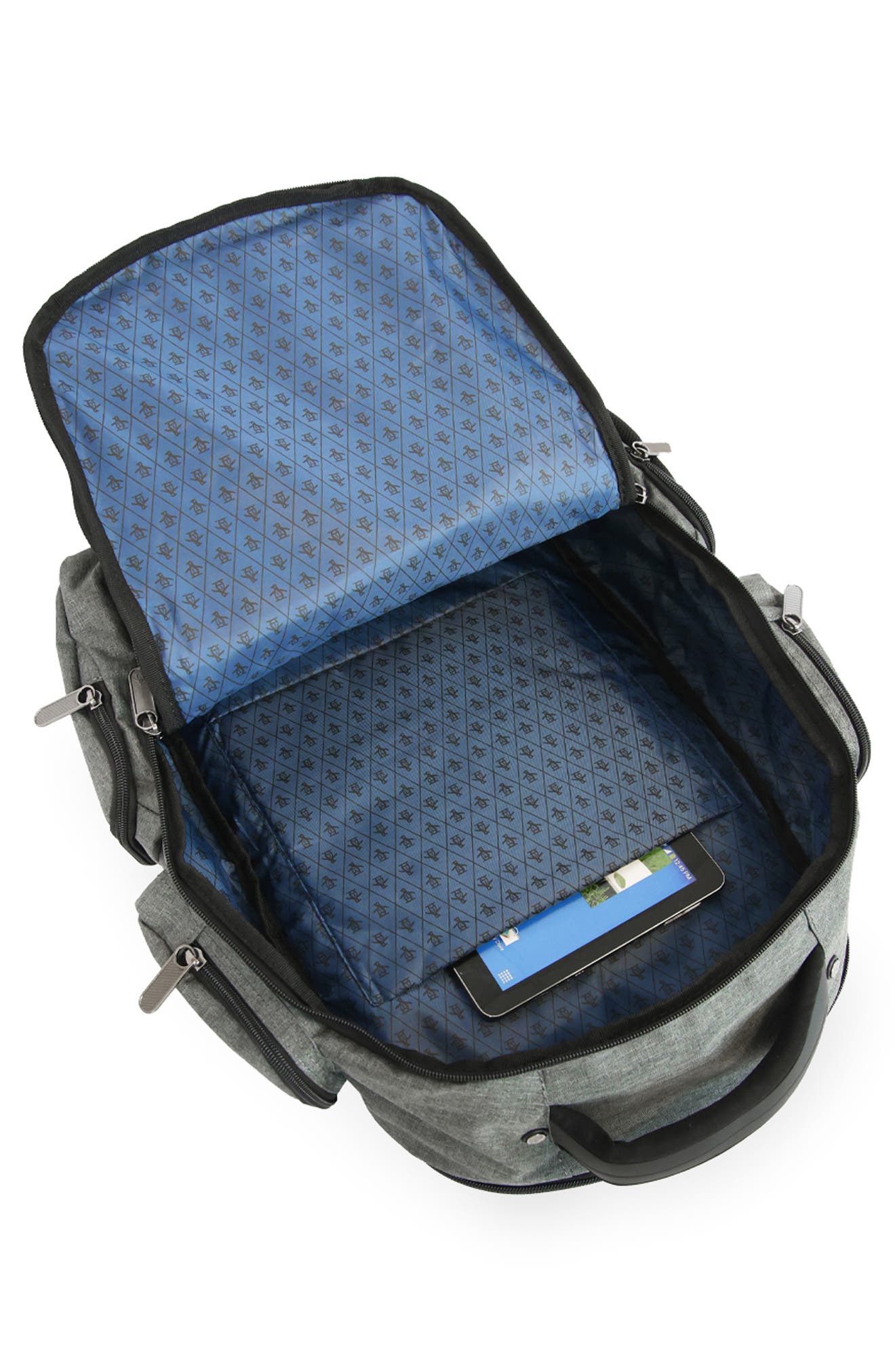 Original Penguin Luca Zip Pocket Backpack, Alternate, color, Grey Crosshatch