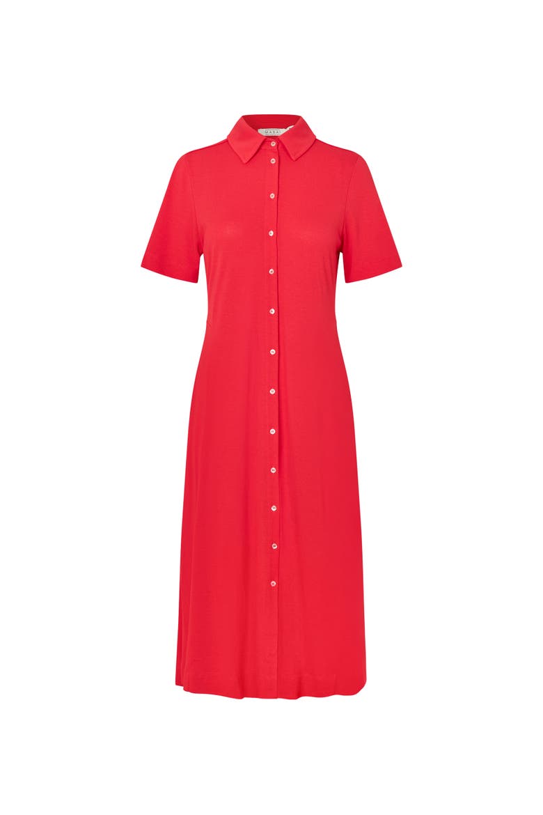 MaNirithis Button-Front Shirt Midi Dress, Alternate, color, Poinsettia