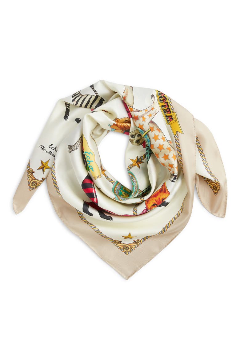 The Menagerie Silk Square Scarf, Alternate, color, CREAM