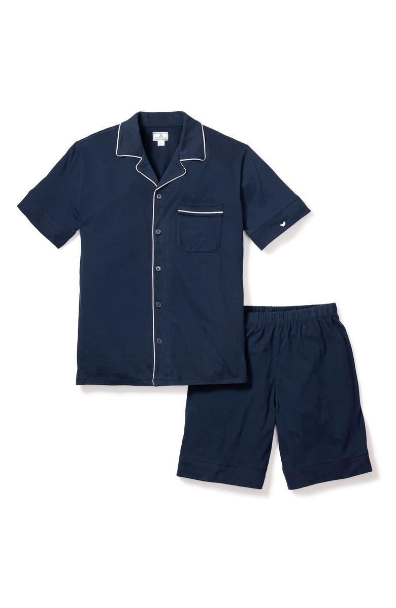 Petite Plume Pima Cotton Short Pajamas, Alternate, color, Navy