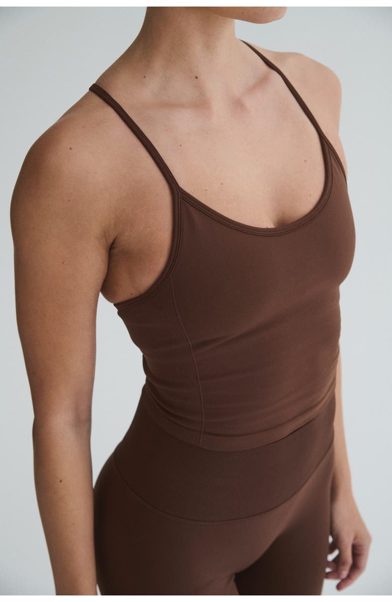 H&M Seamless Sports Top With Drymove, Alternate, color, Brown