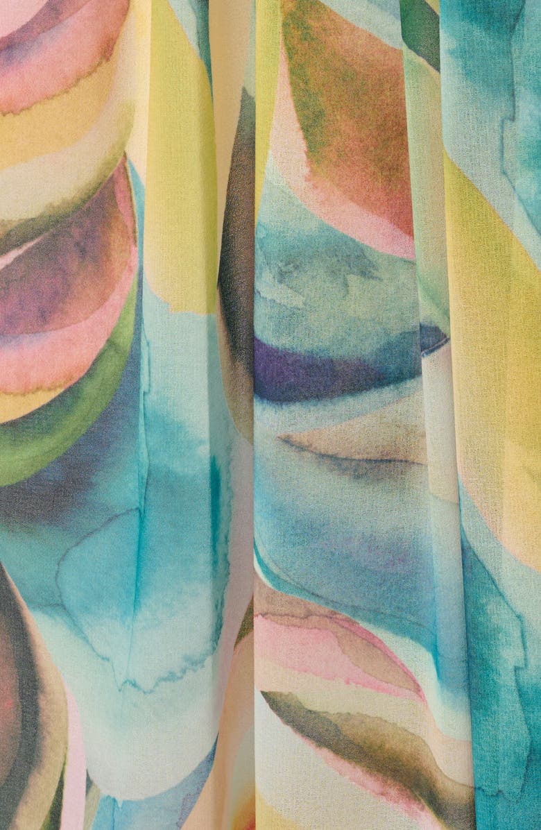 Adrianna Papell Print Strapless Chiffon Gown, Alternate, color, Green Multi