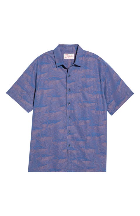 Ahi Run Jacquard Short Sleeve Button-Up Shirt