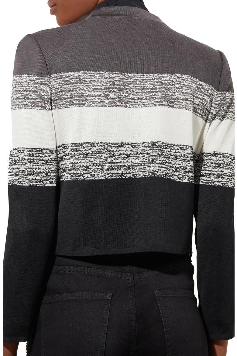 Textured Stripe Jacquard Knit Jacket, Alternate, color, BLACK/GRANITE/IVORY