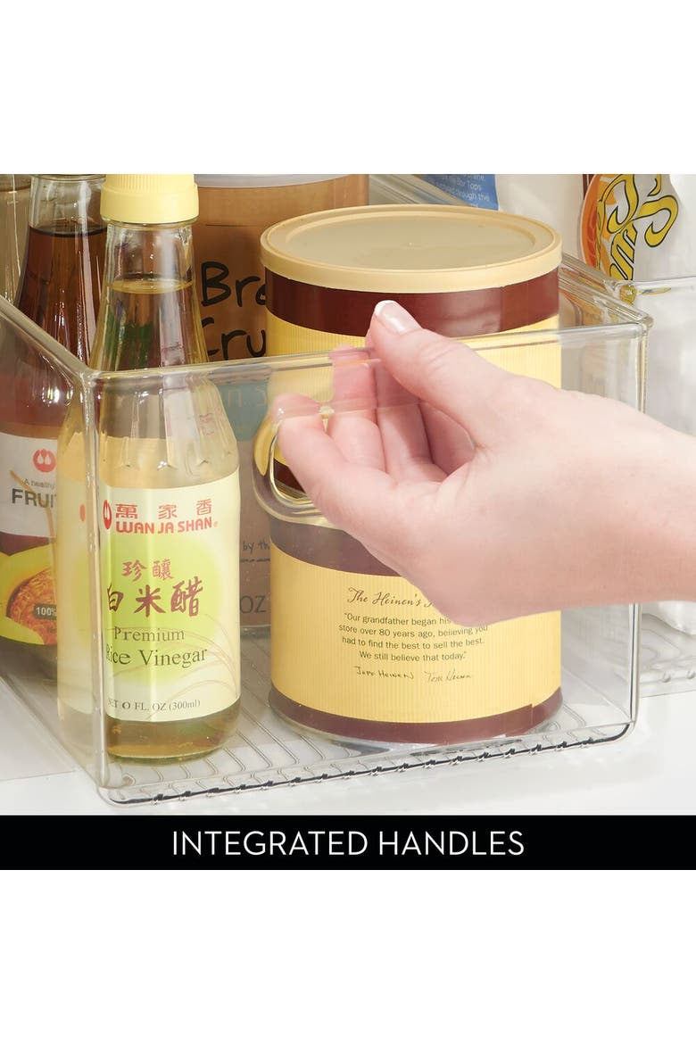 Pantry Organizer Bins with Handles - Storage Bins for Cabinets or Fridge - Set of 4 - Clear, Alternate, color, Clear