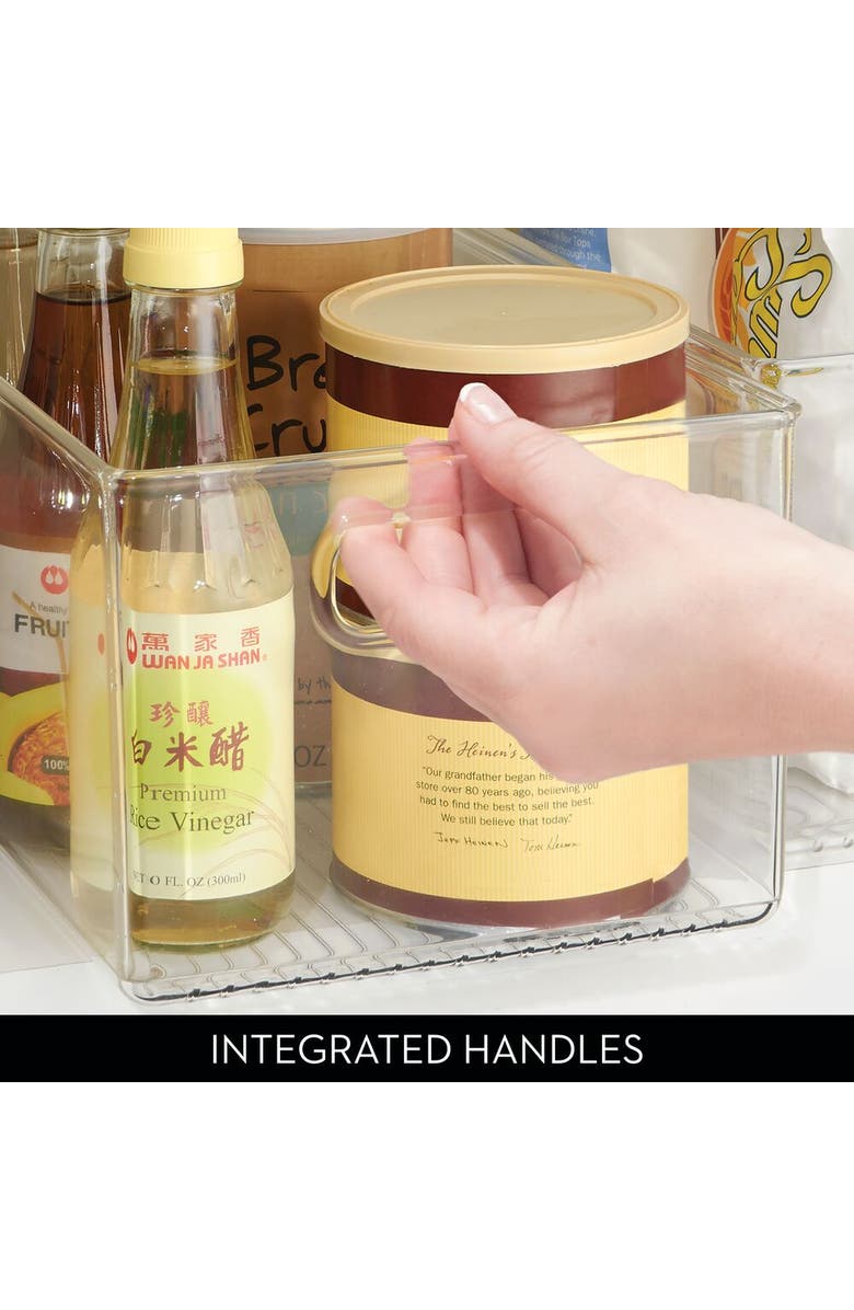 iDesign Pantry Organizer Bins with Handles - Storage Bins for Cabinets or Fridge - Set of 4 - Clear, Alternate, color, 