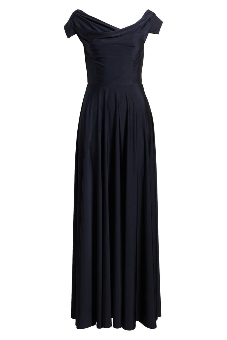 Jackie O Satin Gown, Alternate, color, PACIFIC BLUE