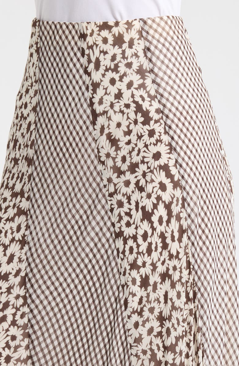 Rails Felina Mixed Print Midi Skirt, Alternate, color, Espresso Daisy Gingham Mix