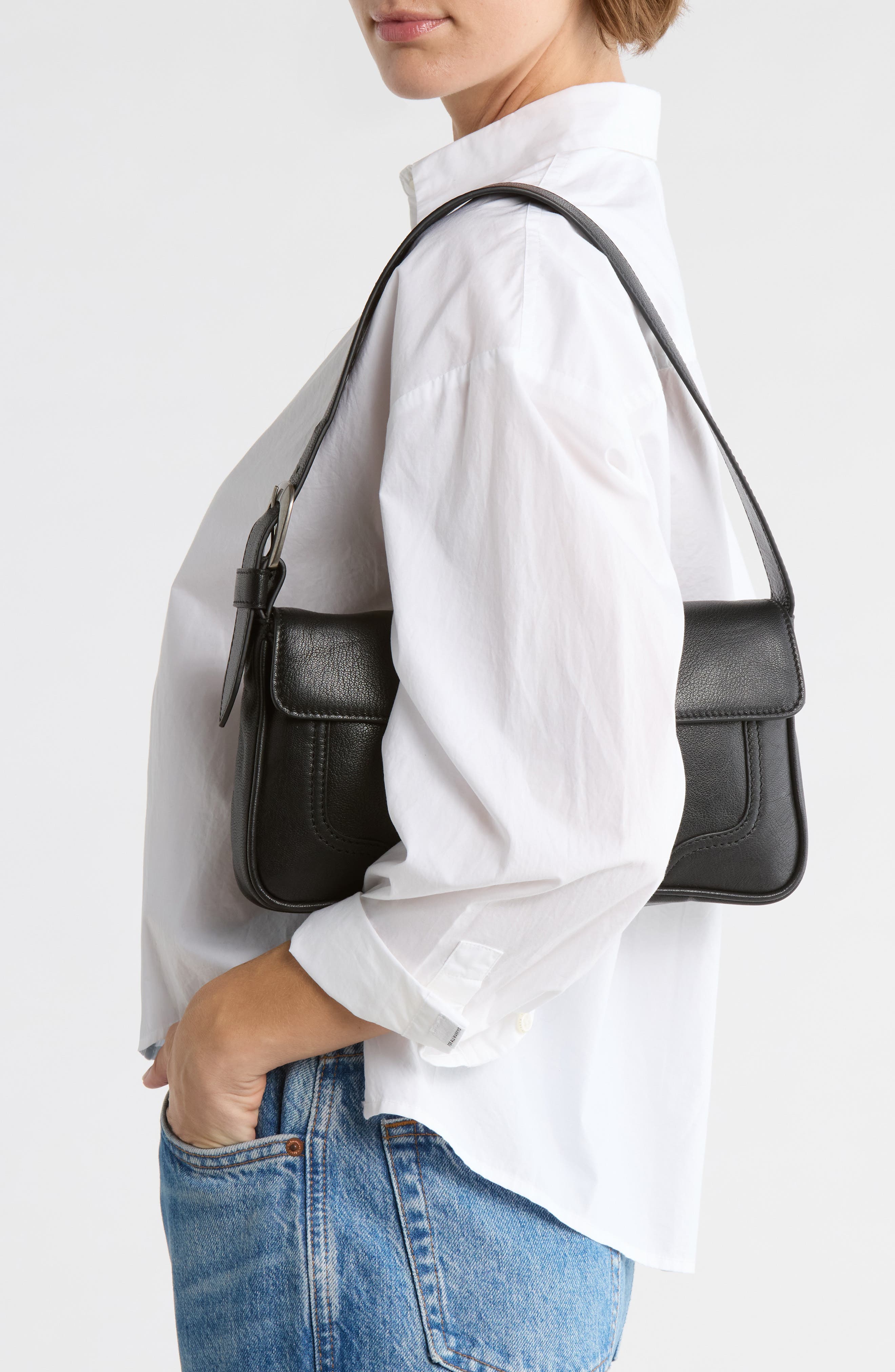 Lucky Brand Luma Leather Shoulder Bag, Alternate, color, Black