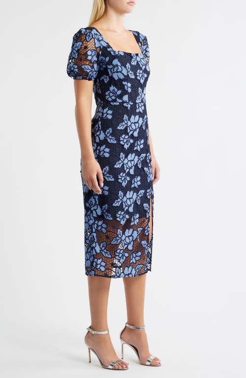 Sam Edelman Denim Embroidery Midi Dress In Blue