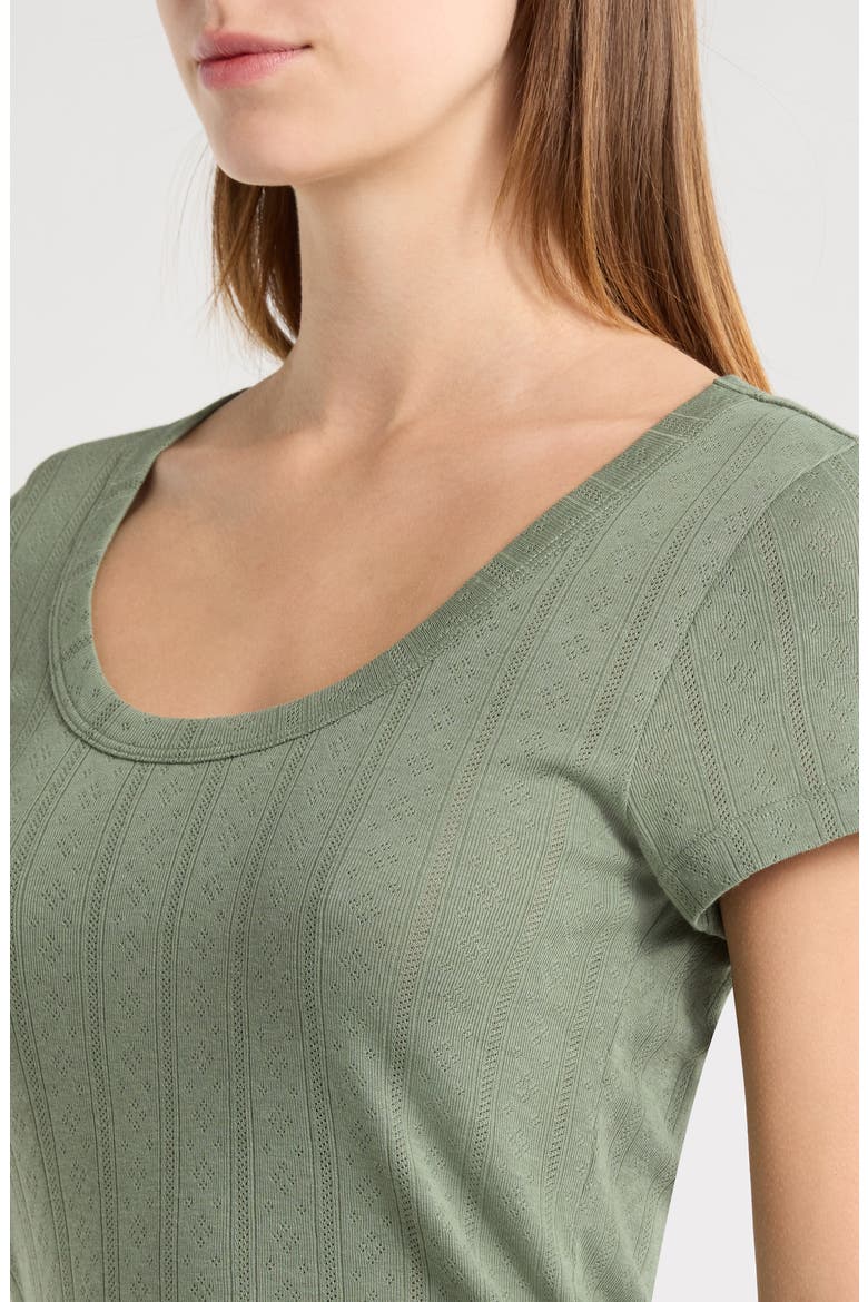 Lexi Pointelle Scoop Neck T-Shirt, Alternate, color, OLIVE