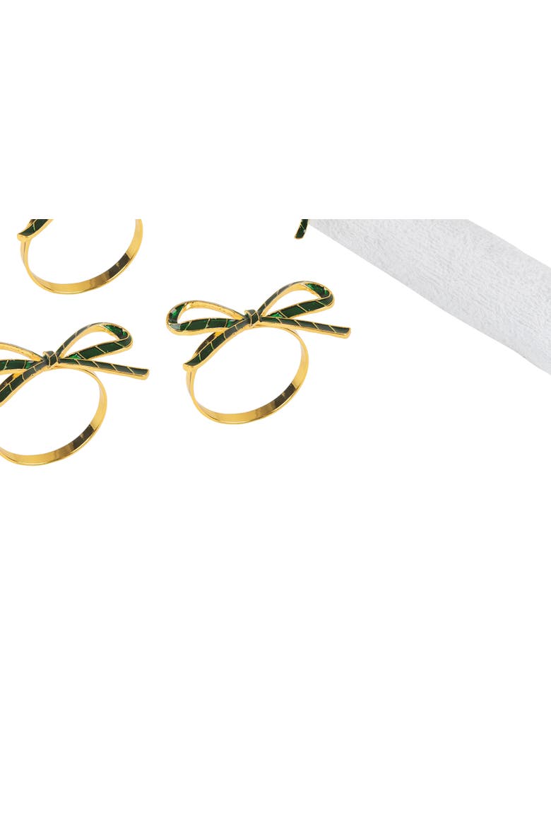 Green Ribbon Napkin Rings Set of 4, Alternate, color, Green
