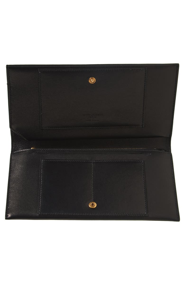 Saint Laurent Leather Travel Wallet, Alternate, color, Noir